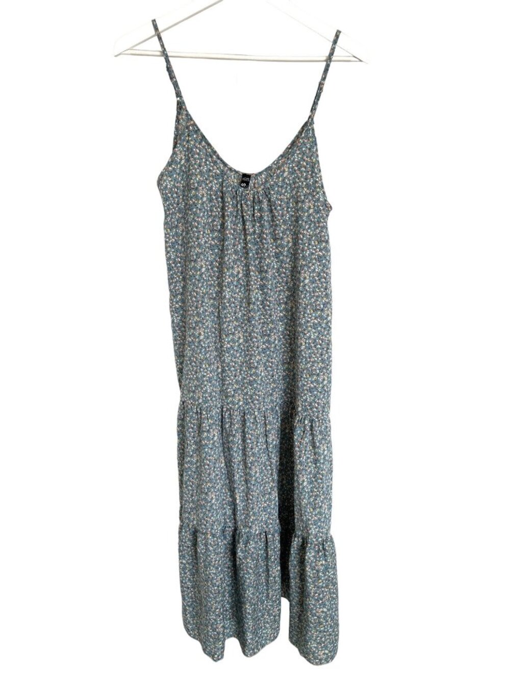 Yoins Soft Boho Blue Floral Tiered Maxi Dress